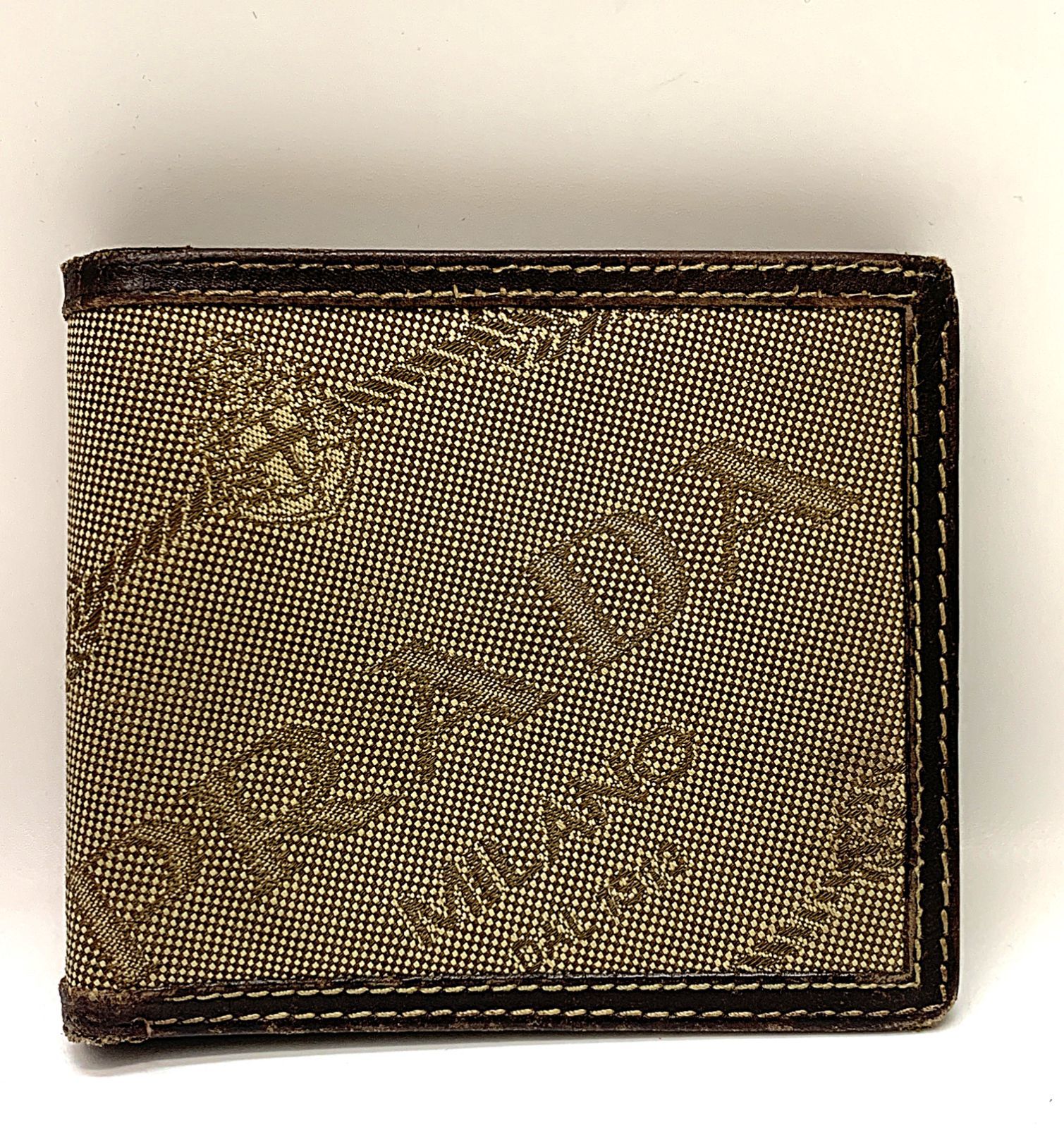 値下げ❗️PRADA プラダ 二つ折り財布 ジャガード キャンバス レザー