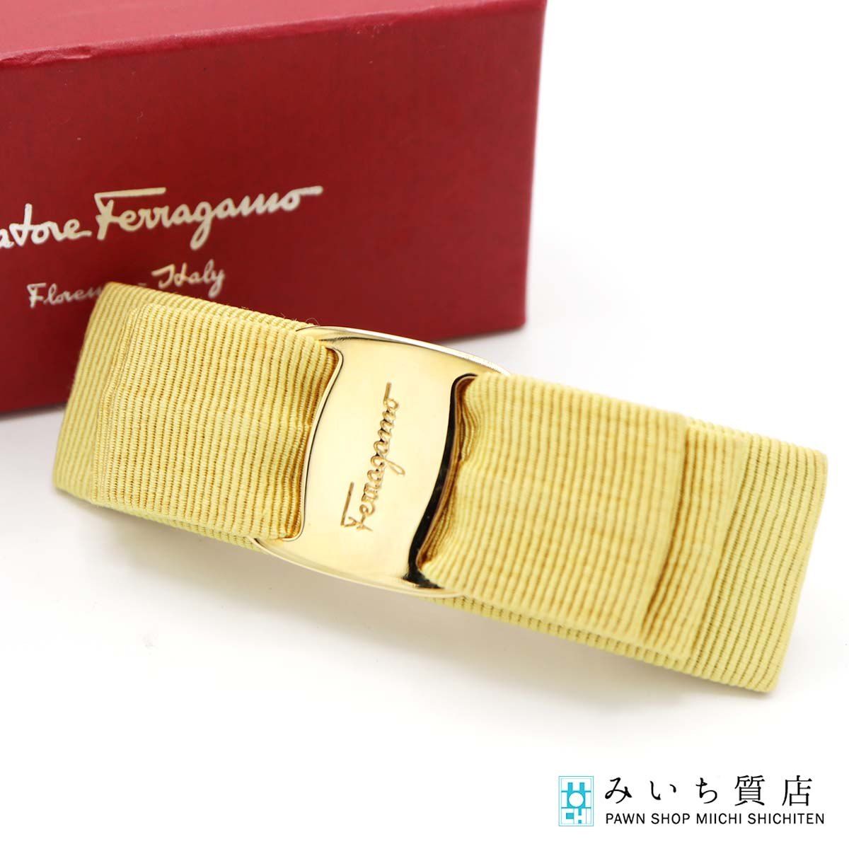 フェラガモ バレッタ 箱付き Salvatore Ferragamo フェラガモ バレッタ イエロー系