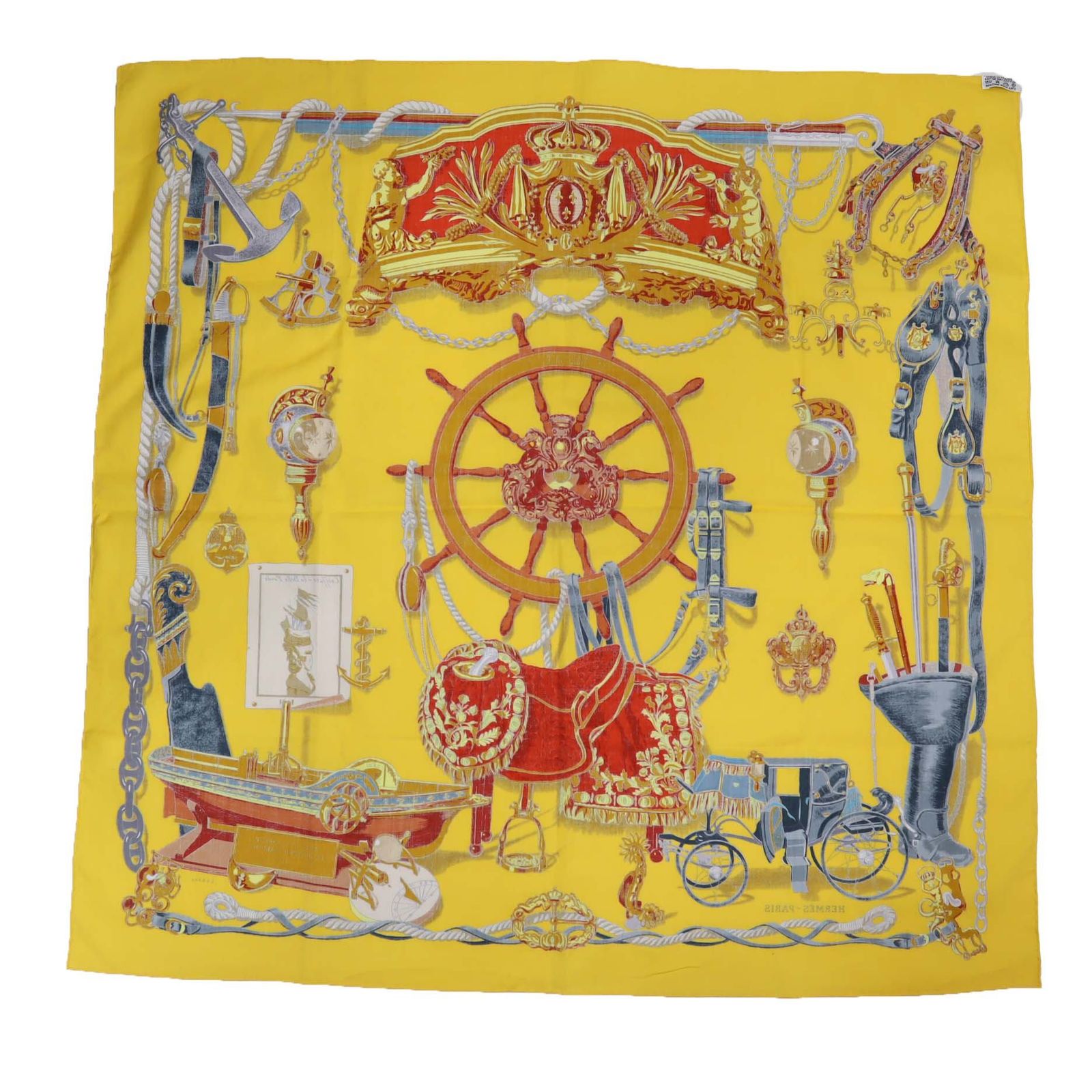 HERMES エルメス スカーフ カレ70 MUSEE 博物館 コットン100