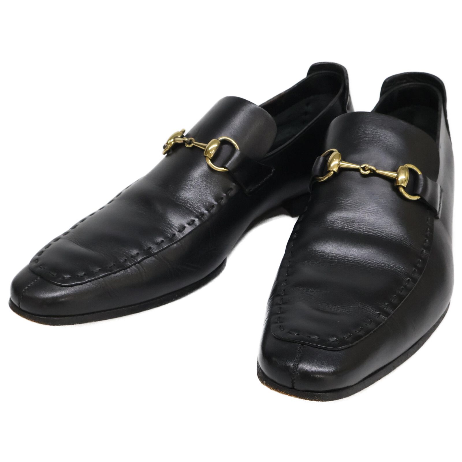 GUCCI グッチ ブラック レザー ホースビットローファー 093976