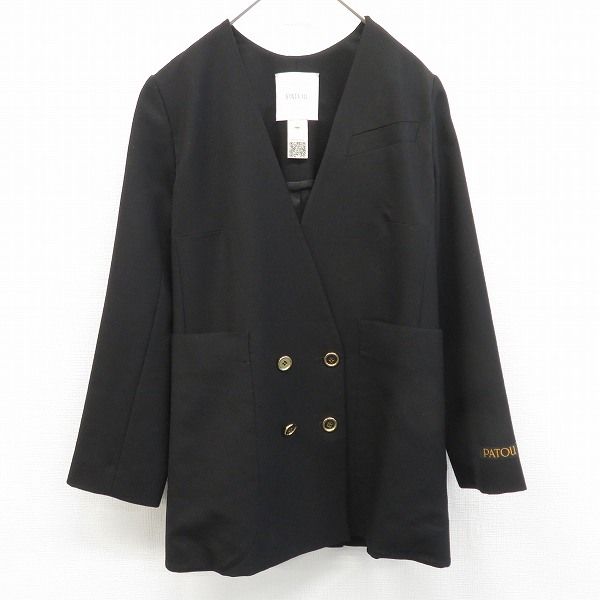 Patou パトゥ ジャケット ノーカラー 金釦 ブラック系 a925745