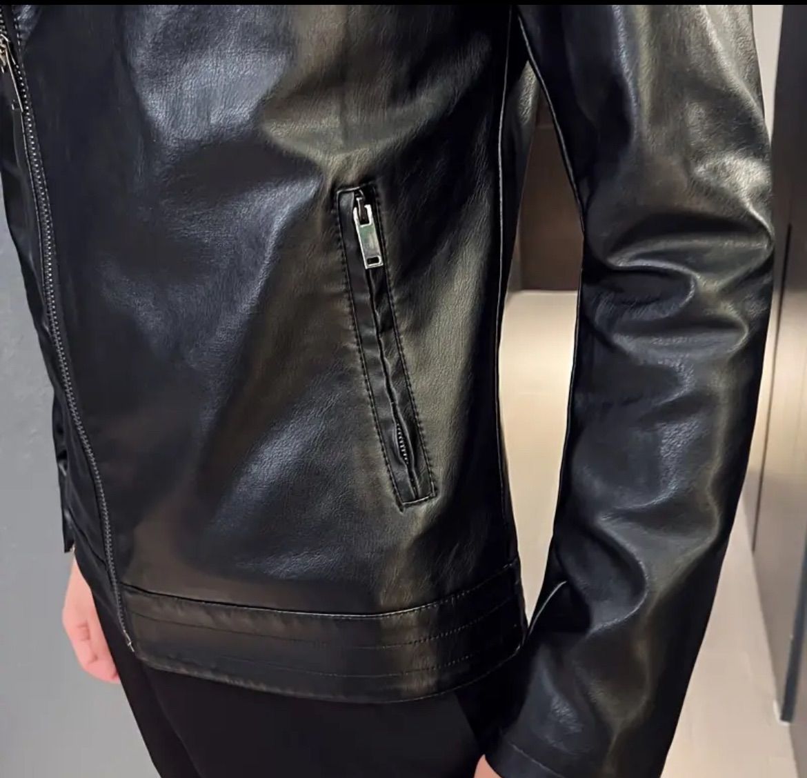 レザージャケット メンズ PU 厚手バイクテーラード 50代