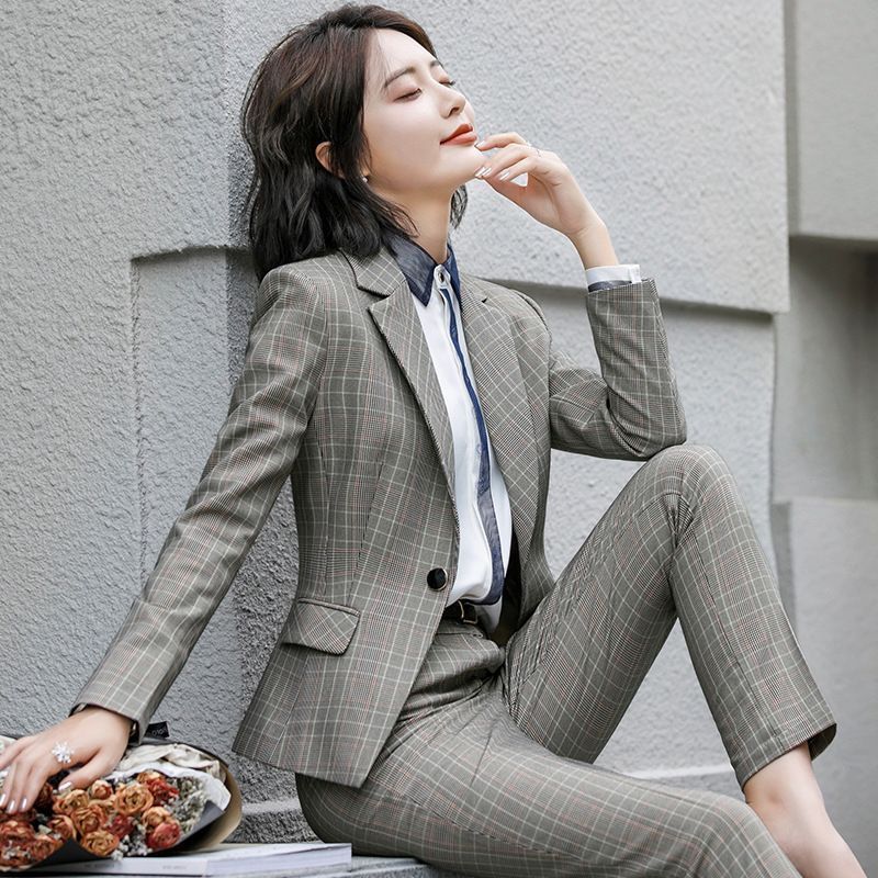 スーツ セット レディース スーツ パンツスーツ フォーマルスーツ シャツ付き 点セット上下 セットアップ 長袖 ビジネス 女性 通勤 チェック 着痩せ ママスーツ おしゃれ シンプル 美脚効果 結婚式 スーツ 卒業式 スーツ min