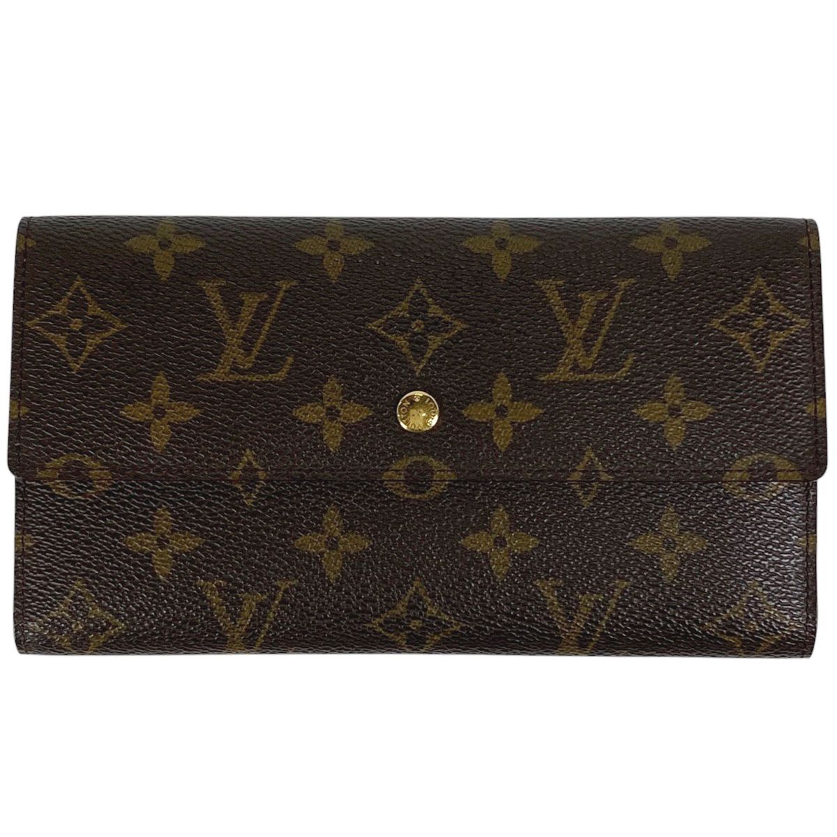 ジャンク品 ルイ ヴィトン Louis Vuitton ポルトトレゾール インターナショナル 札入れ 小銭入れ 三つ折り 長財布 モノグラム ブラウン M61215 レディース