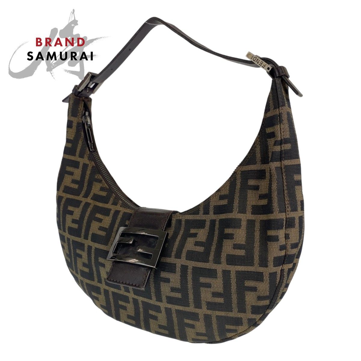 FENDI フェンディ ズッカ マンマバケット ブラウン 茶 シルバー金具
