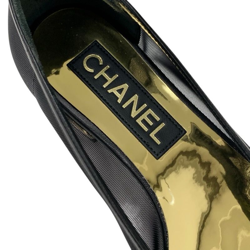 シャネル CHANEL フラットシューズ 靴 シューズ メッシュ レザー