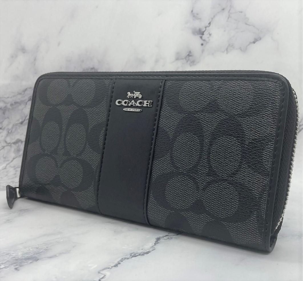 COACH 新品 ブラック 長財布 メンズ レディース コーチ 財布 黒 137