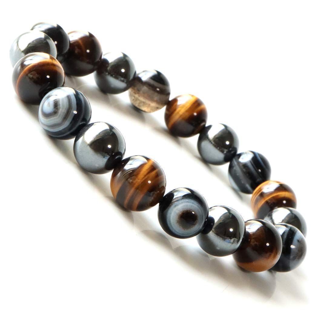 【在庫セール】GOLD STONE 天眼石 タイガーアイ ヘマタイト ブレスレット 12mm パワーストーン 天然石 数珠 メンズ アクセサリー