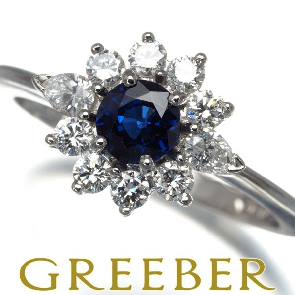 ガラード リング サファイア ダイヤ ダイヤモンド フラワー 10号 Pt950  