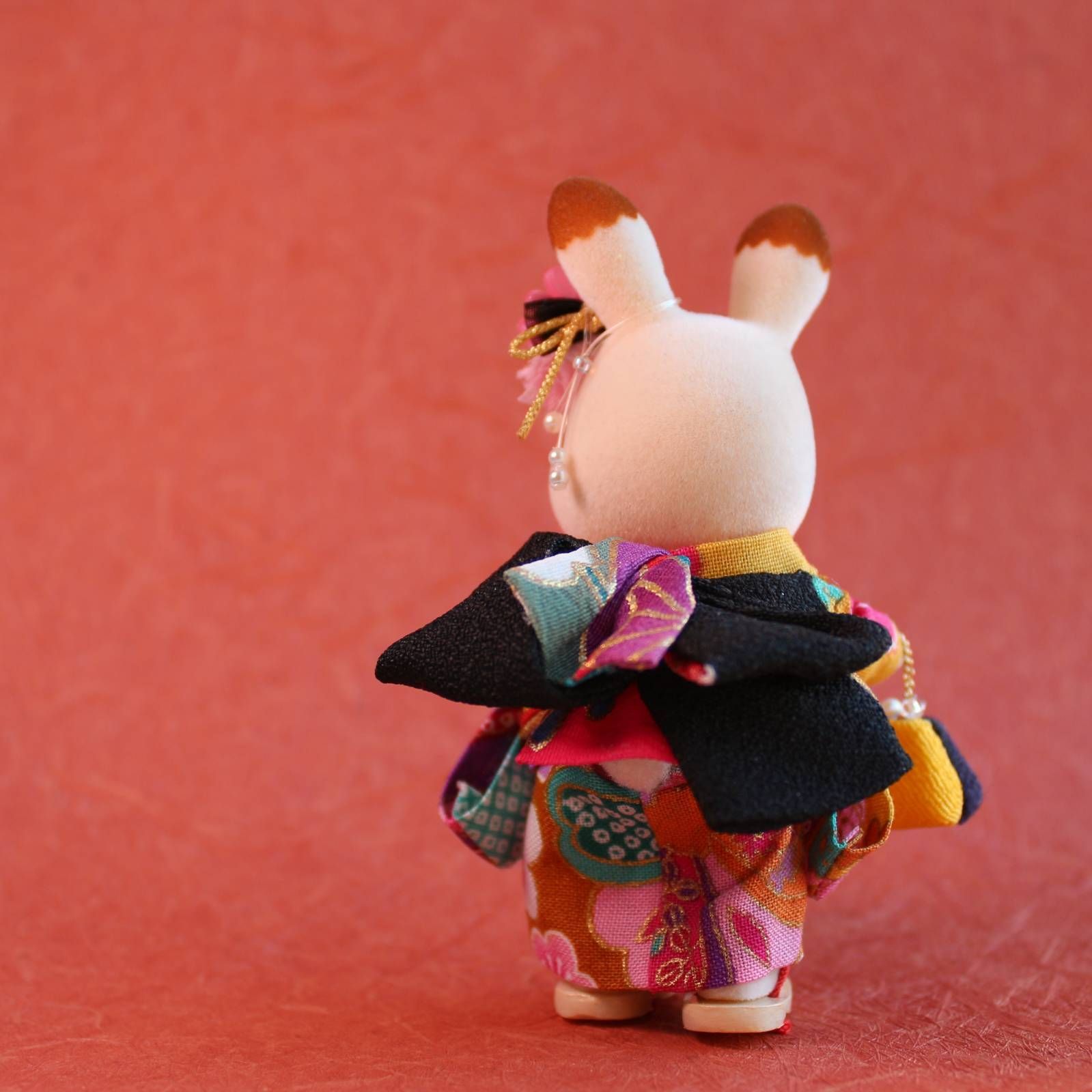 シルバニアファミリー 黄色のお着物 振袖セット ハンドメイド お