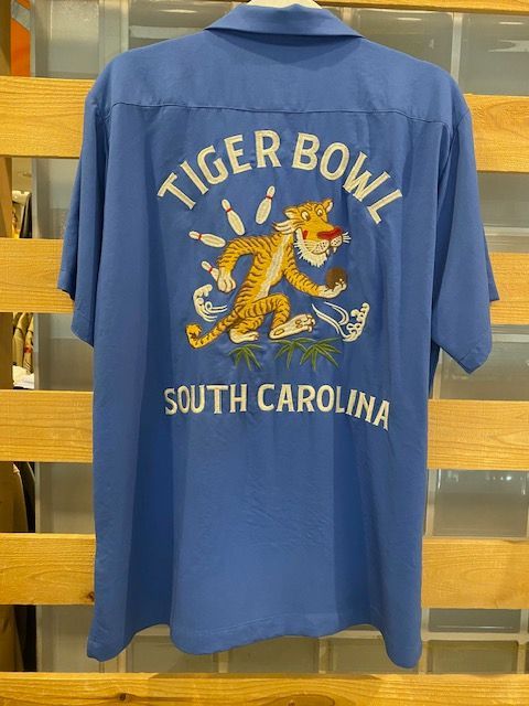◾️ ◾️HOUSTON ヒューストン ボウリングシャツ BOWLING SHIRT TIGER BOWL 半袖 レーヨン ブルー Ho- 41224