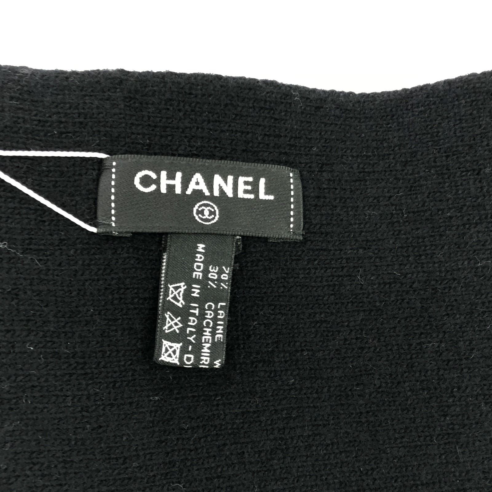 CHANEL シャネル ロゴ カメリア マフラー ベージュ×ブラック