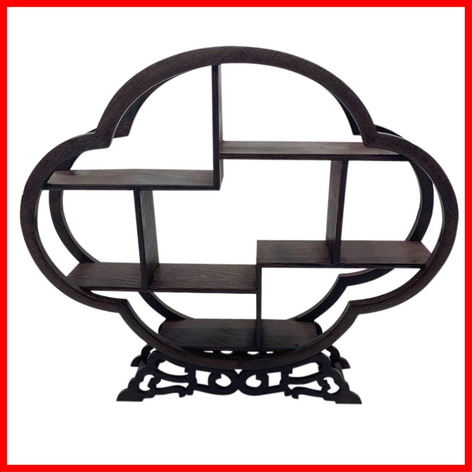 家具 ディスプレイ オブジェ 中国茶器 棚 棚 瓶台 香炉台 盆栽台 花台 ラック 雲形 飾り棚 木製 調 アンティーク CAWKAY