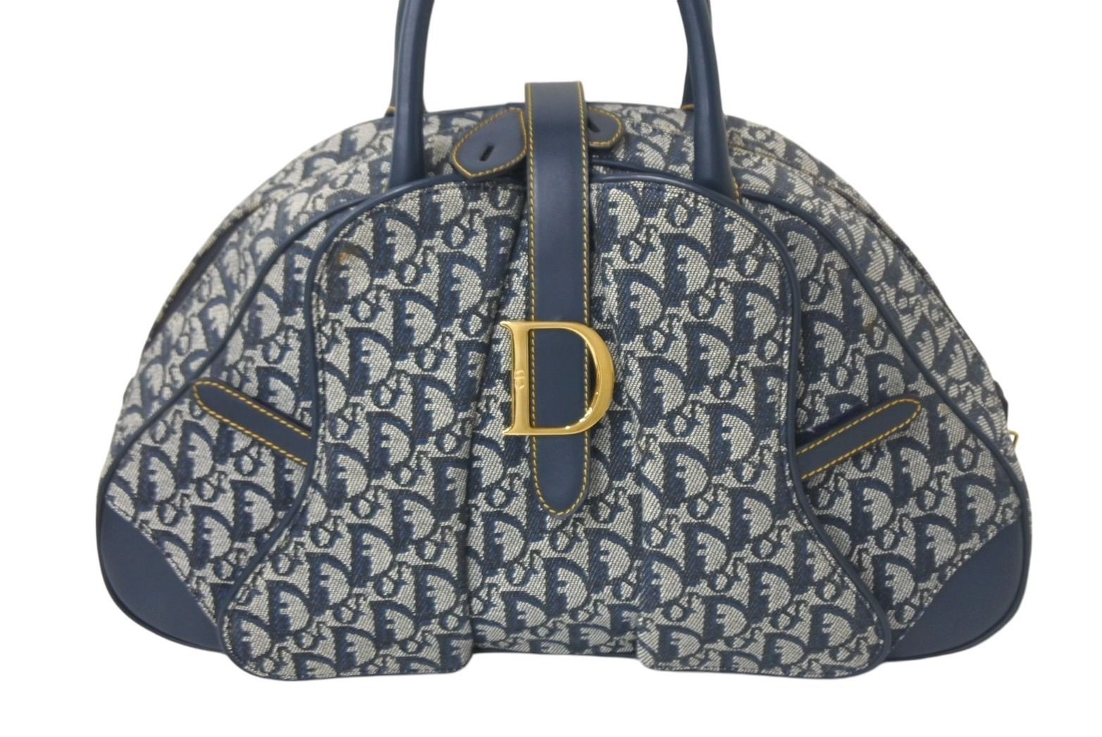 Christian Dior クリスチャンディオール ダブルサドルバッグ トロッター キャンバス レザー ネイビー ゴールド金具 美品 中古  4c067949 - メルカリ