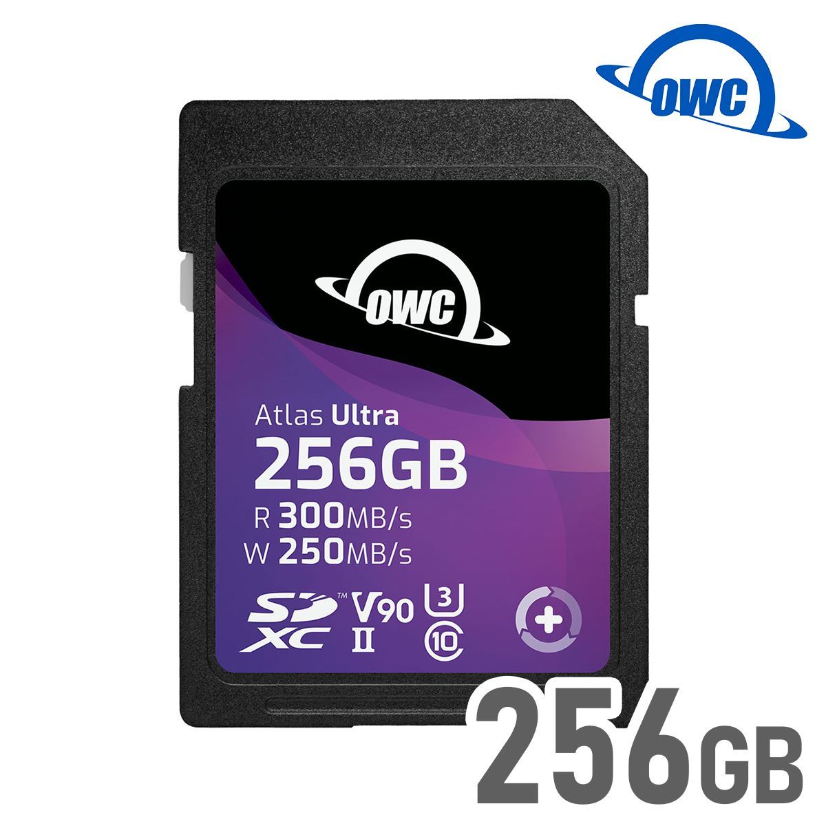 プロ仕様の超高速転送SDカード 256GB OWC Atlas Ultra SD｜SDXC UHS-II V90｜最大速度 書き込み 250MB|S 読み出し 300MB|S｜防水 防塵 耐衝撃｜ 3年保証｜OWCSDV90U0256