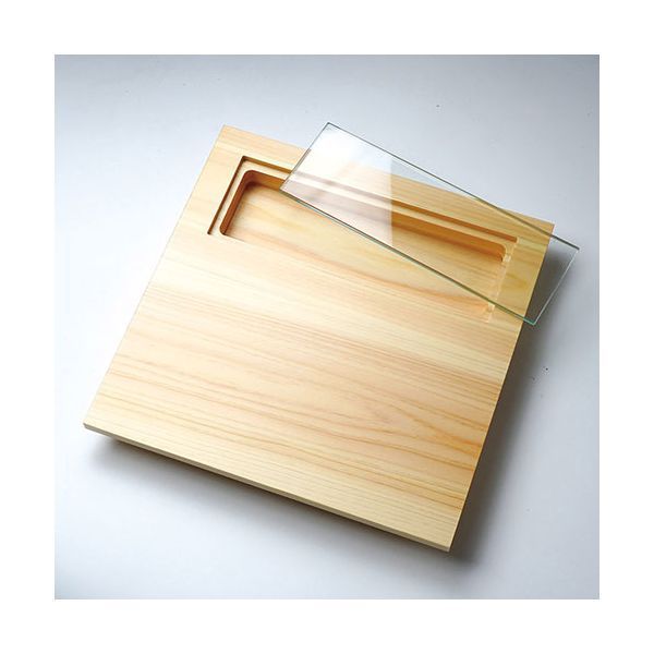 ヤマコー 用美 業務用 桧 硝子窓付料理皿 正角 大 yamaco30286