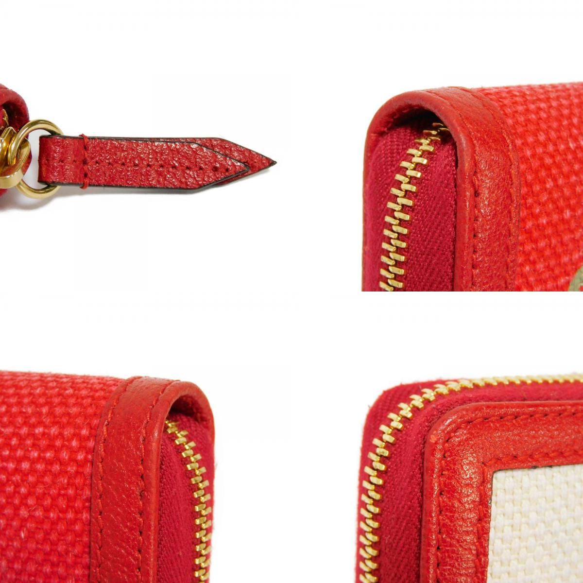 GUCCI グッチ ロゴ プリント ジップアラウンドウォレット レッド 