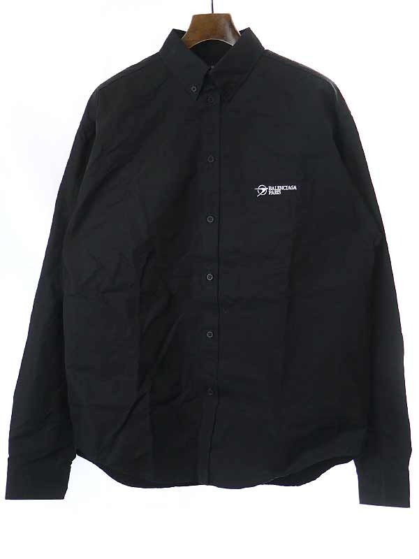 メンズ Balenciaga ブラック ロゴシャツ 36