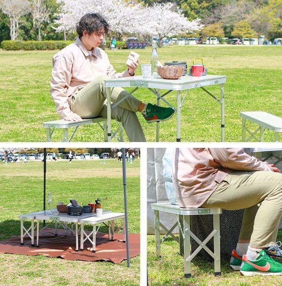 60×90㎝】アウトドア テーブル 椅子セット 幅90 バーベキュー