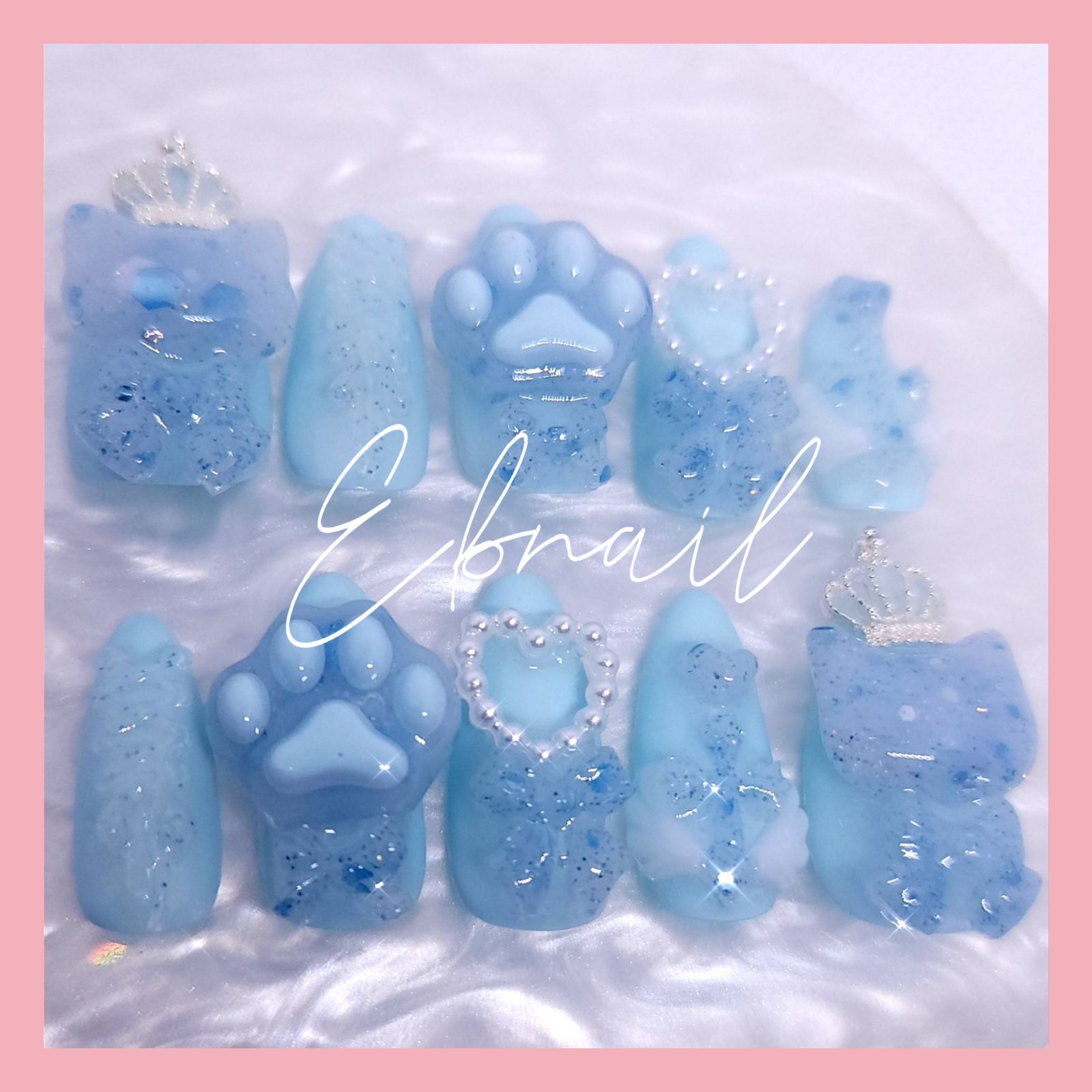 ネイルチップ 量産型 地雷系 サブカル 天使界隈 ねこ 肉球 ハート  