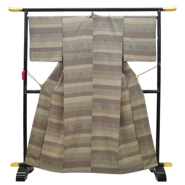 小紋 着物 袷 こげ茶 菱文 絹 カジュアル 裄66.5 Ｍ 中古 sn1329 中古】 小紋 小紋着物 レディース 正絹 ピンク 身丈158cm 裄丈