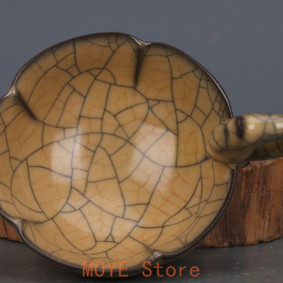 宋哥窯金糸鉄線開片両耳賞瓶 景徳鎮  装飾品 現代工芸品美術品 置物 宋哥窯鉄胎黄釉金糸鉄線龍柄茶碗 景徳鎮 陶磁器 装飾品 現代工芸