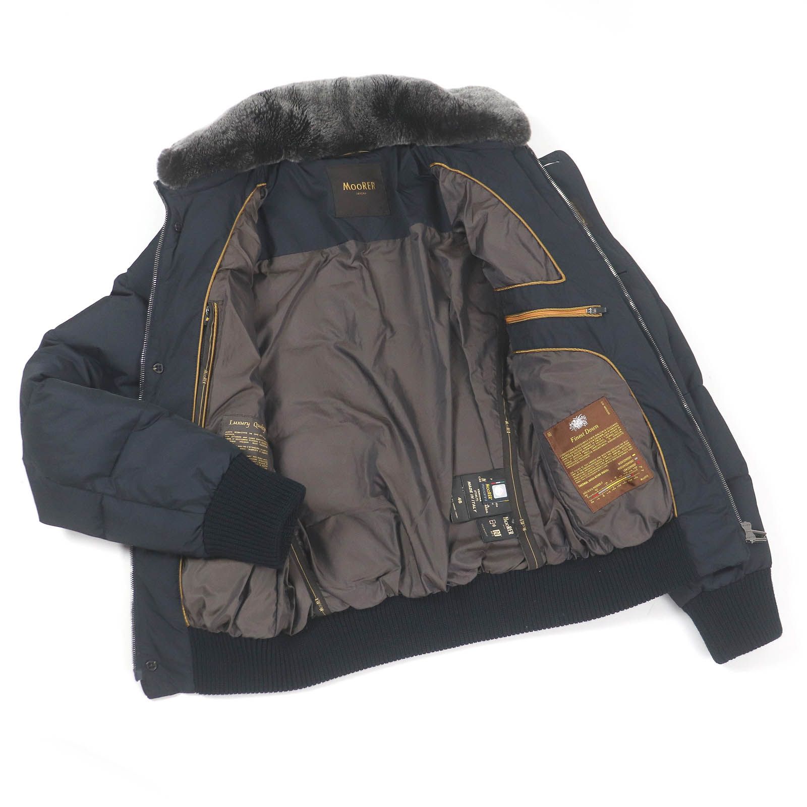 極美品□MOORER ムーレー SOLERI-KM2 襟ラビットファー カシミヤ混  