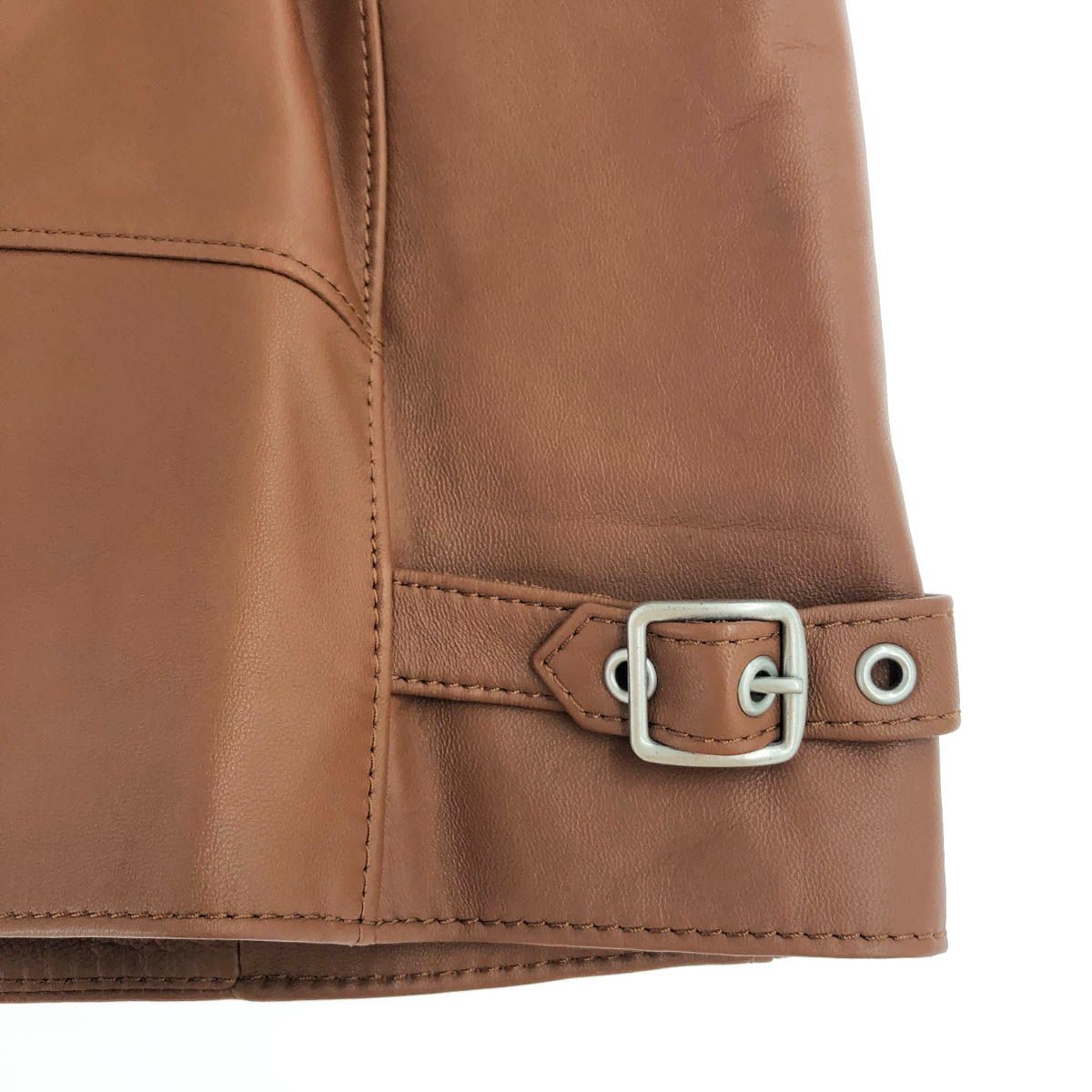 良好 COACH コーチ シングルライダース ブラウン ラムレザー