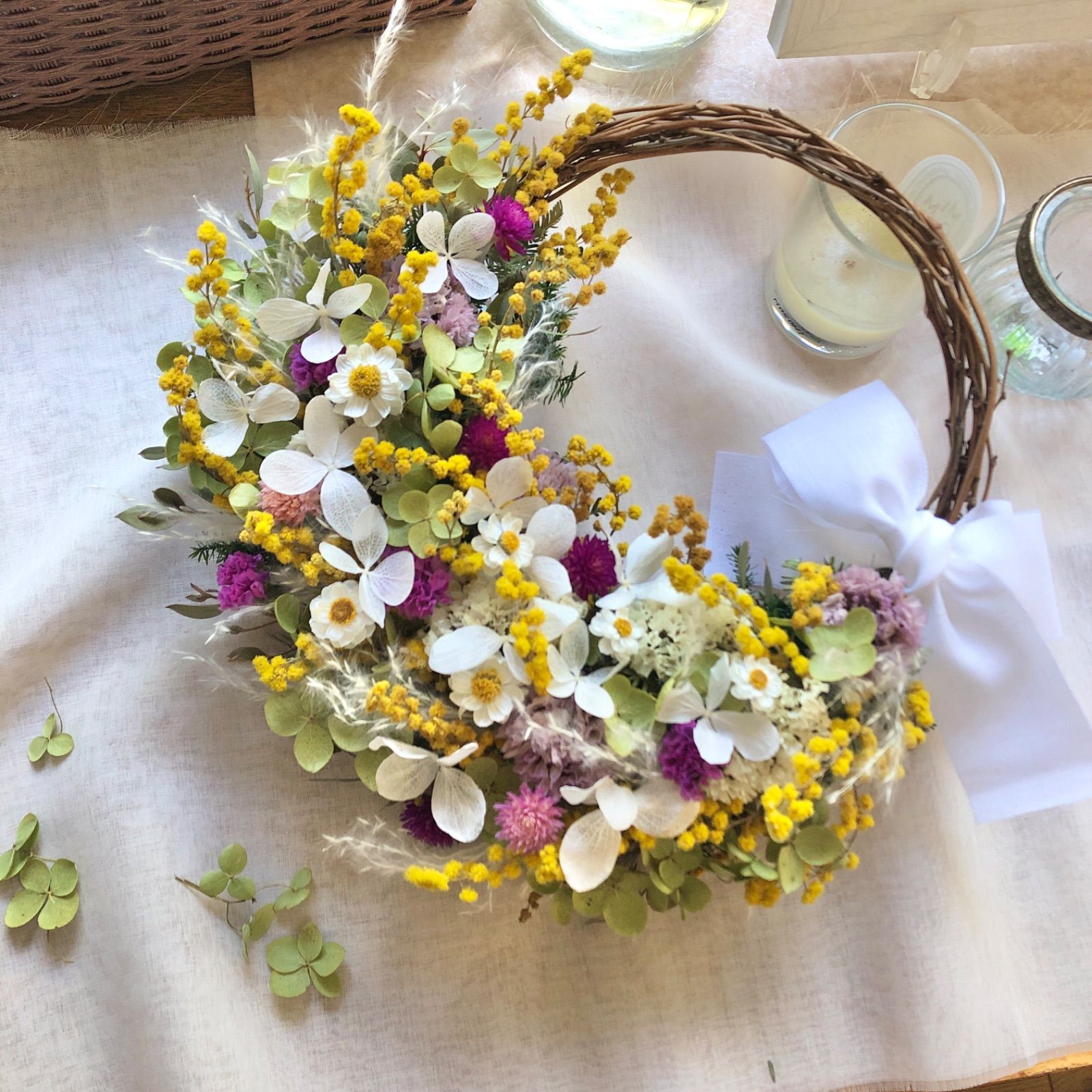 Natural＊ころころミモザのリース☆ミモザリース☆ドライフラワー