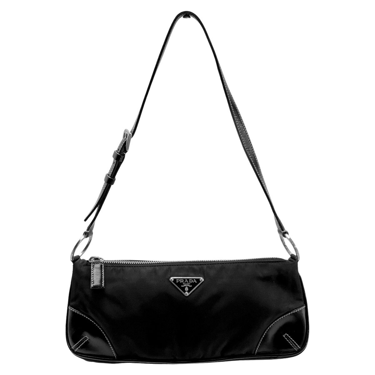 PRADA/プラダ】ナイロン 三角プレート ショルダーバッグ レッド