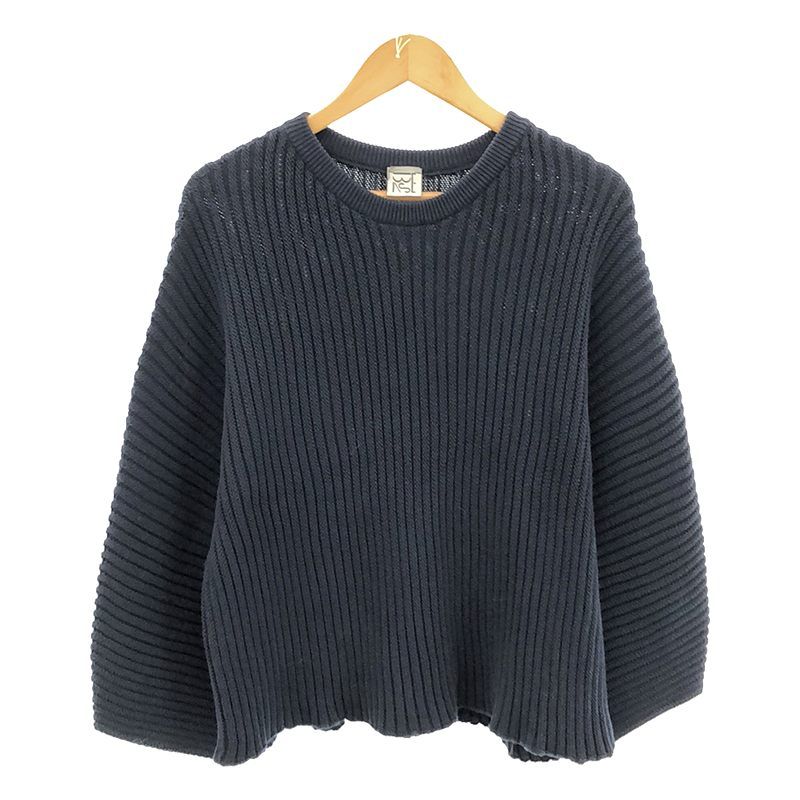 【美品】  BASErange / ベースレンジ | KAI SWEATER リブ ニット | XS-S | ネイビー | レディース 美品】 BASErange / ベースレンジ | KAI SWEATER リブ ニット