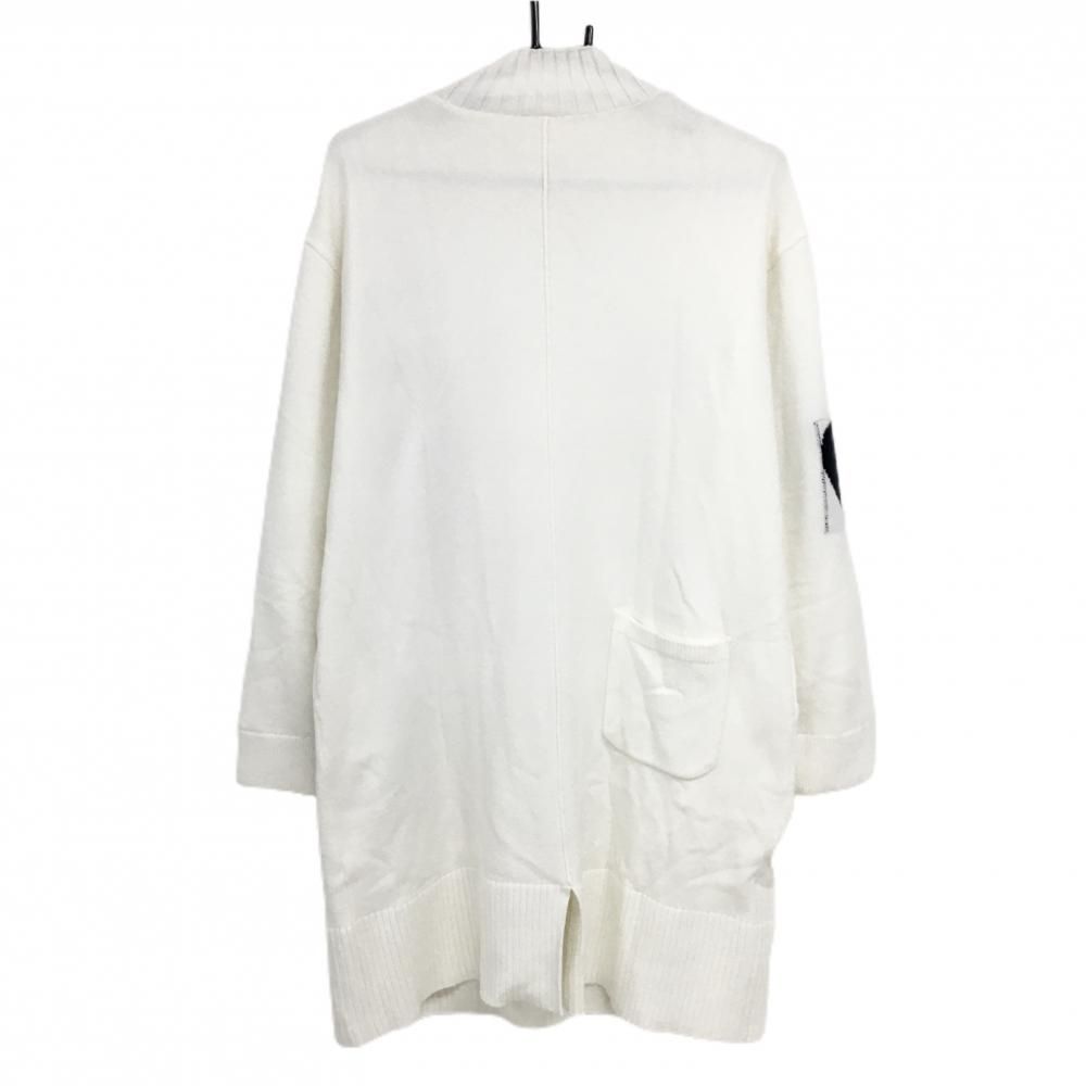 ジャックバニー ハイネックニットワンピース 白×ネイビー ビッグロゴ 裏地付 レディース 1 M ゴルフウェア 2025年モデル Jack Bunny