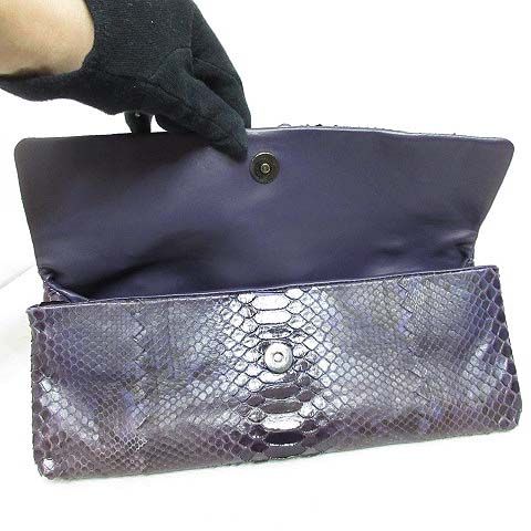 ボッテガヴェネタ BOTTEGA VENETA パイソン レザー クラッチ セカンド 