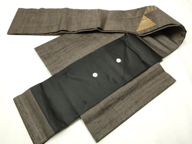 平和屋着物●ワンタッチつけ帯　紬地　鱗吉祥文　正絹　逸品　CAAT8107hy 平和屋着物○ワンタッチつけ帯 紬地 鱗吉祥文 正絹 逸品 CAAT8107hy