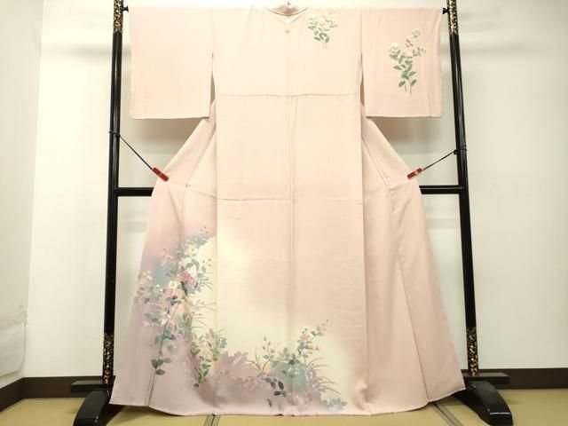 平和屋着物●訪問着 友禅 草花文 暈し染め 正絹 DAAS2430tw