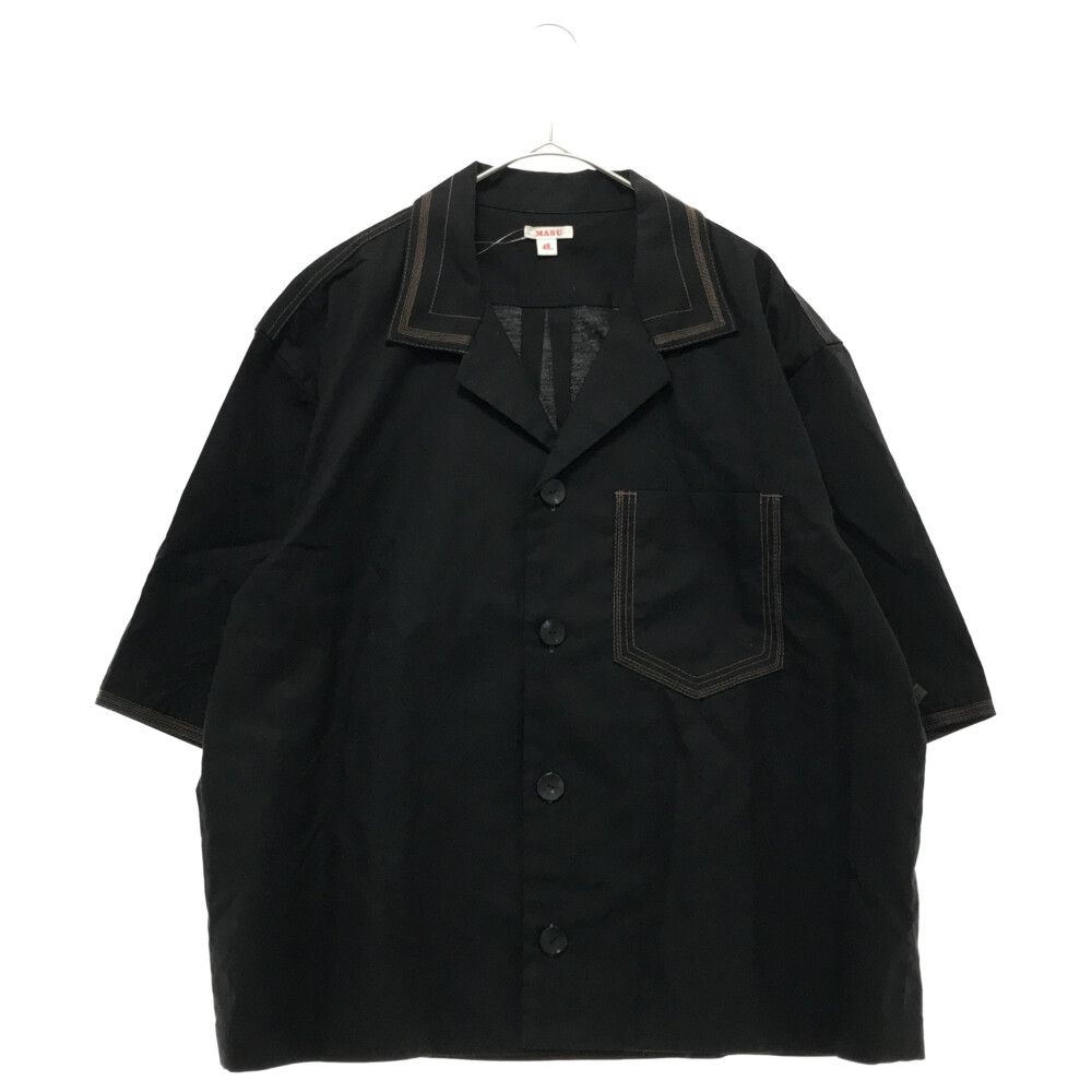 MASU (エムエーエスユー) 21SS LUCIE SHIRTS ステッチデザイン オープンカラー 半袖シャツ ブラック/ブラウン  MFSS-SH0321 - メルカリ