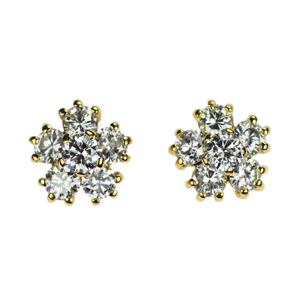 2way！K18WG ダイヤモンドピアス　花 キラキラと輝くダイヤモンド・フラワーモチーフ ボディピアス │K18