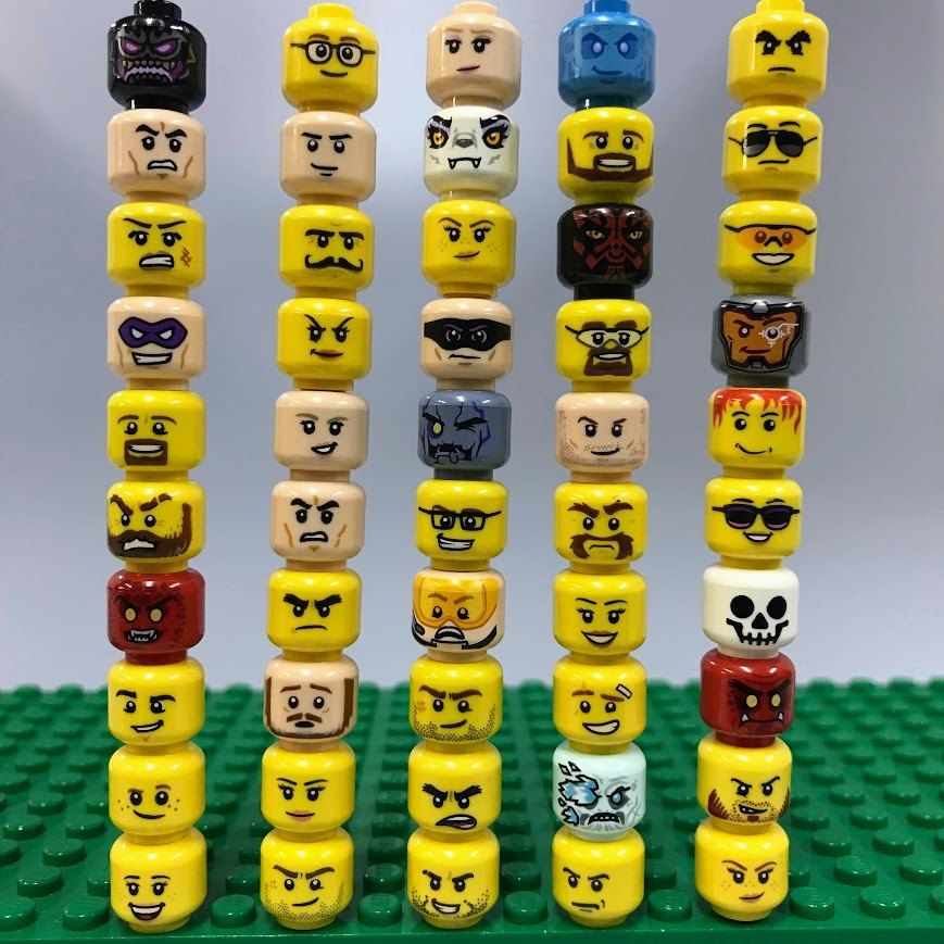 正規品 中古 LEGO レゴ ミニフィグ用 ヘッド 頭 顔 パーツ 50個