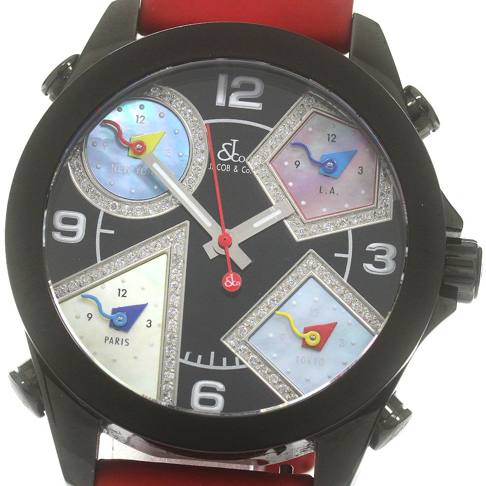 ジェイコブ JACOB&CO 5タイムゾーン クォーツ メンズ 良品 箱・保証書付き_750624