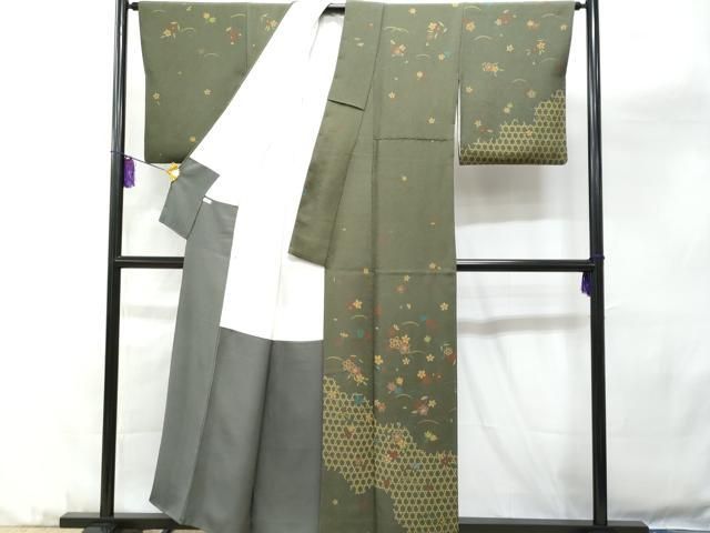 平和屋着物○訪問着 草花文 金彩 正絹 逸品 AABA3774ph