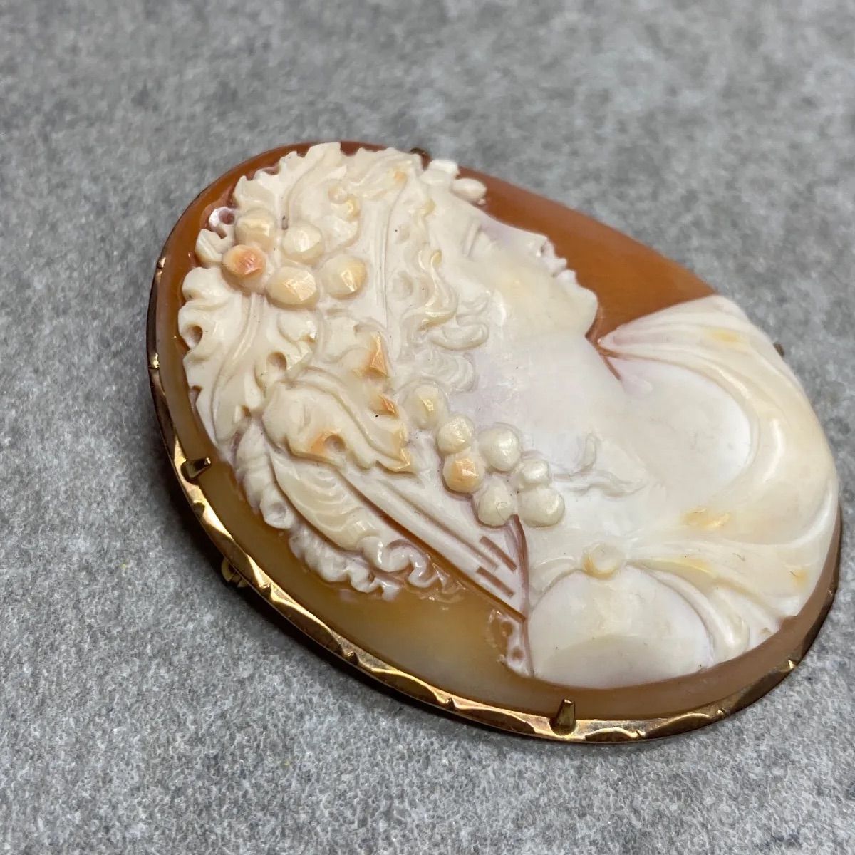 K18刻印あり ヴィンテージ シェルカメオ 総重量 16.3g 作者名 銘 あり