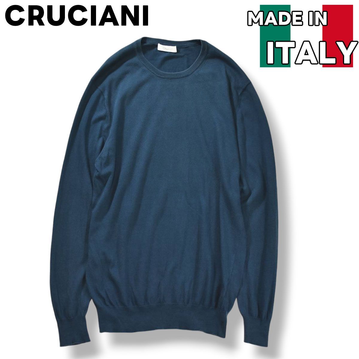 【美品】Cruciani クルチアーニ 春夏 ハイゲージコットン サマーセーター 美品】 イタリア製 クルチアーニ CRUCIANI ハイゲージ コットン