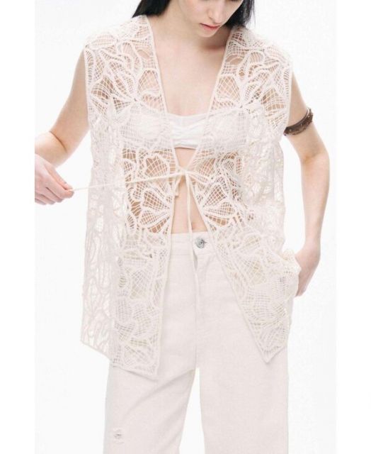 売れ筋商品|||ノクチューン カットソー トップス レディース Women's Floral Embroidery Vest Open white 208354951-1-birch?$n_750w$&wid