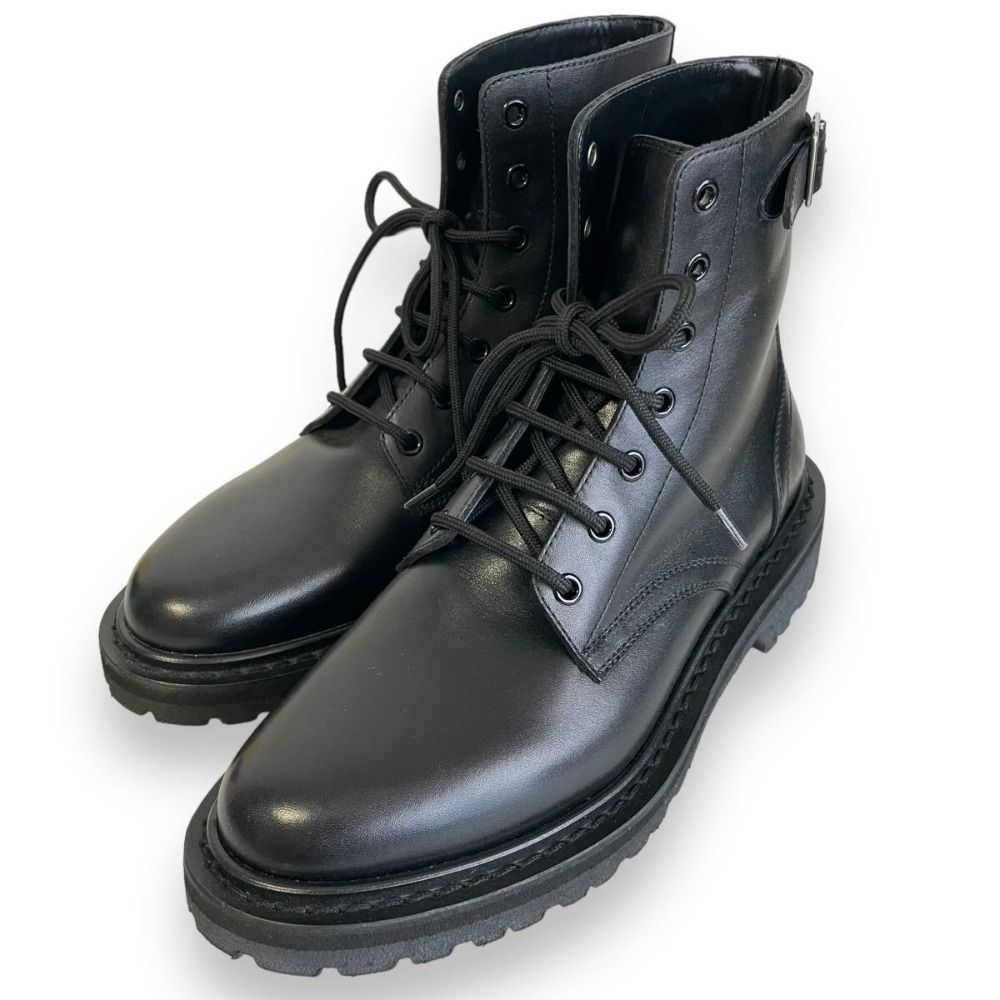 【限定SALE，得価】 美品 CELINE セリーヌ エディ期 BUCKLE LACE UP BOOTS レザー レースアップシューズ ショートブーツ 40 約27cm ブラック メンズ 古着 中古 USED その他