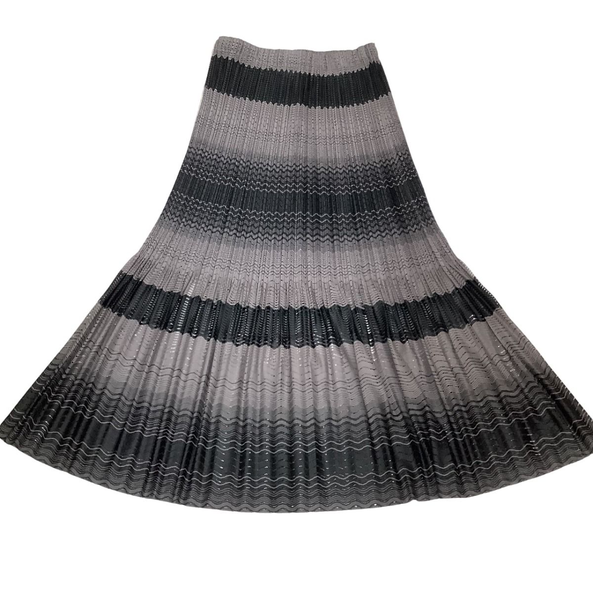 ♪♪ISSEY MIYAKE イッセイミヤケ PLEATS PLEASE ロングスカート レース グラデーション グレー×ブラック