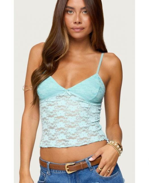 送料無料 アディクテッド レディース タンクトップ トップス Women s Eira Sheer Lace Tank Top Turquoise