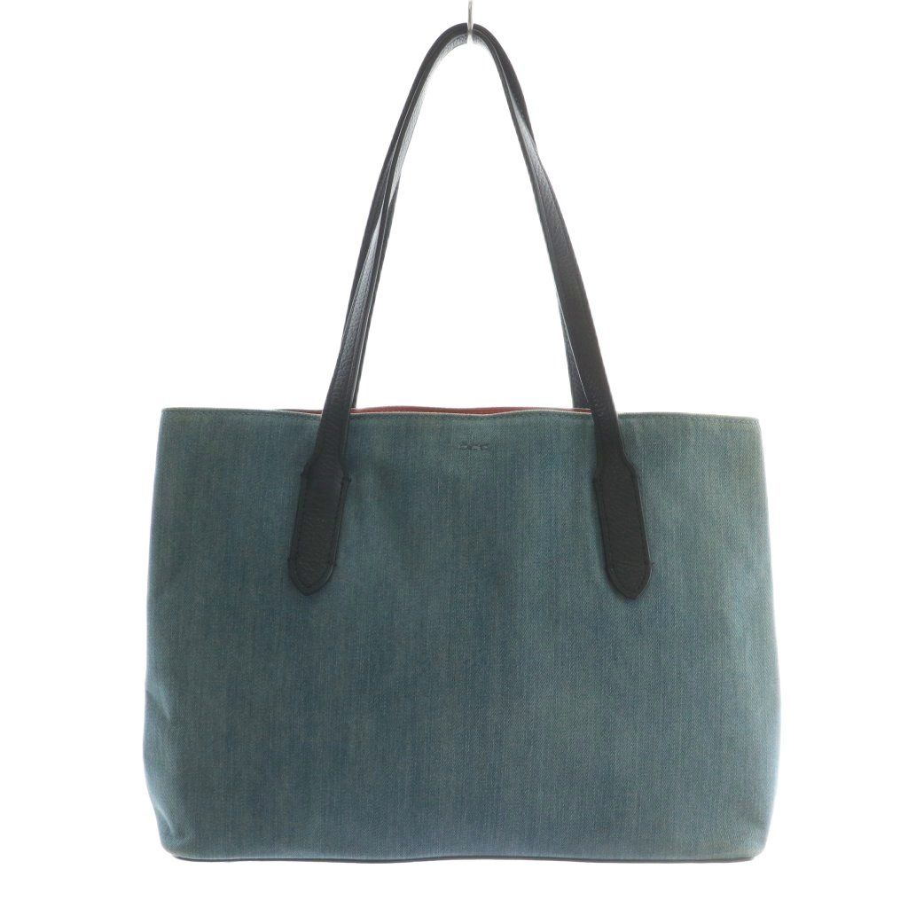 コーチ COACH トートバッグ ハンド デニム キャンバス レザー ロゴ