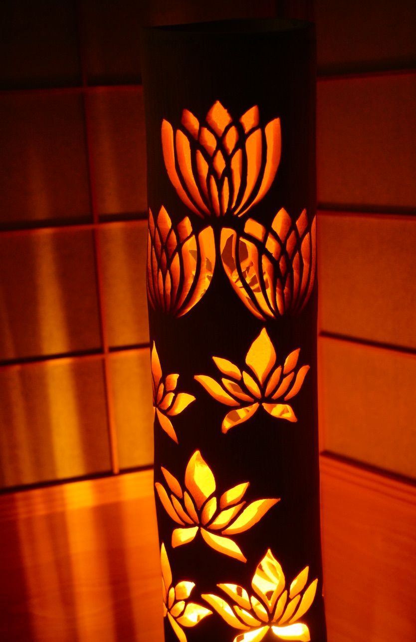 高品質 ◇両面彫◇竹あかり・竹灯り・竹灯籠・竹ランプ ～～ ☆睡蓮☆～～