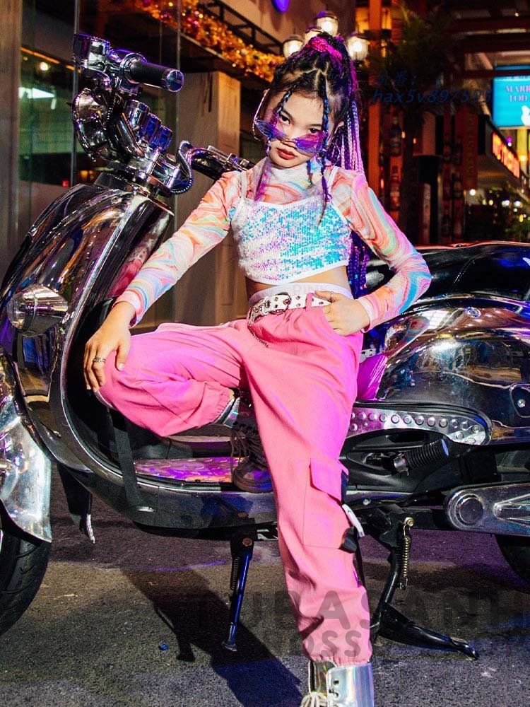 【夏季の新品】 ダンス 衣装 キッズ ピンク リップル 応援団 ジャズダンス 練習着 スパンセット ガールズ アップ HIPHOP ヒップホップ 韓国 hax5v897595