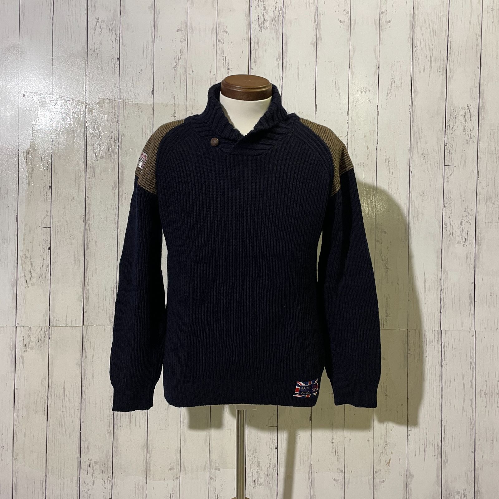 Peregrine ペレグリン ショールカラーセーター イギリス製 Mサイズ 